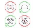 Mini pc, Bitcoin system and Spanner tool icons set. Spanner sign. Computer, Cryptocurrency scheme, Repair. Vector