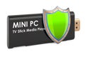 Mini PC TV Dongle Stick with shield, 3D rendering