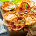Mini pepperoni and cheese pizzas