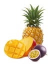 Mini pineapple, mango, passion fruit isolated Royalty Free Stock Photo