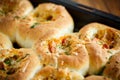 Mini pizzas baked stuffed with cheese Royalty Free Stock Photo