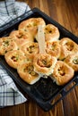 Mini pizzas baked stuffed with cheese Royalty Free Stock Photo