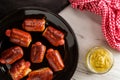 Mini Pretzel Dogs Mustard Royalty Free Stock Photo