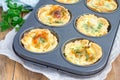 Mini quiche with bacon in bread toast cups Royalty Free Stock Photo