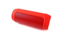 Mini red speaker on over white background. Royalty Free Stock Photo