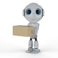 Mini robot with box Royalty Free Stock Photo