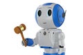 Mini robot holding gavel judge