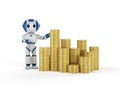 Mini robot with stack of gold coins