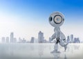 Mini robot walk Royalty Free Stock Photo