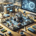 Mini robotics lab for kids, Ai created image Royalty Free Stock Photo