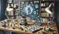 Mini robotics lab for kids, Ai created image Royalty Free Stock Photo