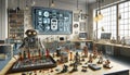 Mini robotics lab for kids, Ai created image Royalty Free Stock Photo