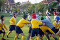 Mini Rugby match with boys player