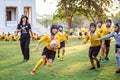 Mini Rugby match with boys player Royalty Free Stock Photo