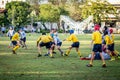 Mini Rugby match with boys player Royalty Free Stock Photo