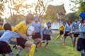 Mini Rugby match with boys player Royalty Free Stock Photo