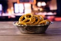Mini salted pretzels with restaurant