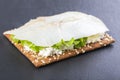 Mini sandwich with ricotta and white smoked fish