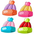Mini set color Headwear . Draw illustration in color Royalty Free Stock Photo