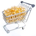 Mini shopping cart with whitecurrants Royalty Free Stock Photo