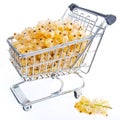 Mini shopping cart with whitecurrants Royalty Free Stock Photo