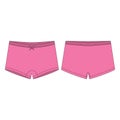 Mini-short knickers in melange fabric on white background. Pink children`s knickers