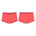Mini-short knickers in red color on white background. Children`s knickers