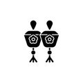 Mini sky lanterns black glyph icon.