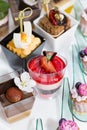 Mini snacks for buffet and banquet in a plastic bowl