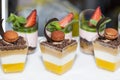 Mini snacks for buffet and banquet in a plastic bowl