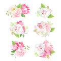 Mini spring mixed bouquets vector design set