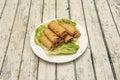 Mini spring rolls with sweet and sour sauce, a recipe for Royalty Free Stock Photo