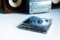 Mini stereo system from the 90s and old cds Royalty Free Stock Photo