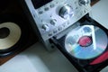 Mini stereo system from the 90s and old cds Royalty Free Stock Photo