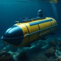 Mini submarine exploring the bottom - ai generated image