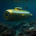 Mini submarine exploring the bottom - ai generated image