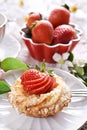 Mini tartlet with cottage cheese and strawberry and fresh fruits