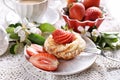 Mini tartlet with cottage cheese and strawberry and fresh fruits