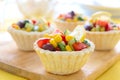 Mini tarts with corn, beans and avocado salad for holiday