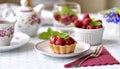 Mini tarts with raspberries fruits Royalty Free Stock Photo