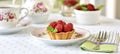Mini tarts with raspberries fruits Royalty Free Stock Photo
