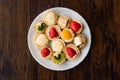 Mini Tarts, Tartolet or Tartlets with cream and fresh fruit Royalty Free Stock Photo