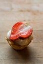 Mini Tarts, Tartolet or Tartlets with Strawberry, Cream and fresh fruits. Royalty Free Stock Photo