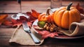 Mini thanksgiving pumpkins on wooden table