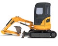 Mini Tracked Excavator 3D rendering on white background