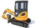 Mini Tracked Excavator 3D rendering on white background