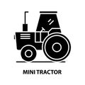 mini tractor icon, black vector sign with editable strokes, concept illustration Royalty Free Stock Photo