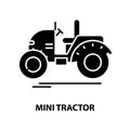 mini tractor symbol icon, black vector sign with editable strokes, concept illustration Royalty Free Stock Photo