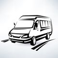 Mini van outlined sketch