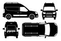 Mini van silhouette vector illustration with side, front, back, top view Royalty Free Stock Photo